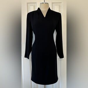 David Warren Petites Black V-Neck Sheath Dress Size 12